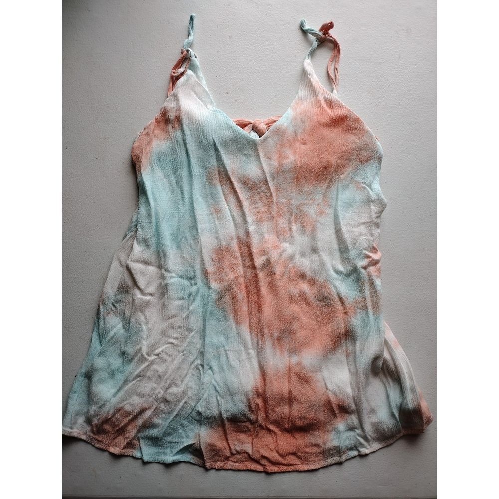 Lulus Tie Dye Camisole Top Mint Peach Crinkle Strappy Back‎ XS